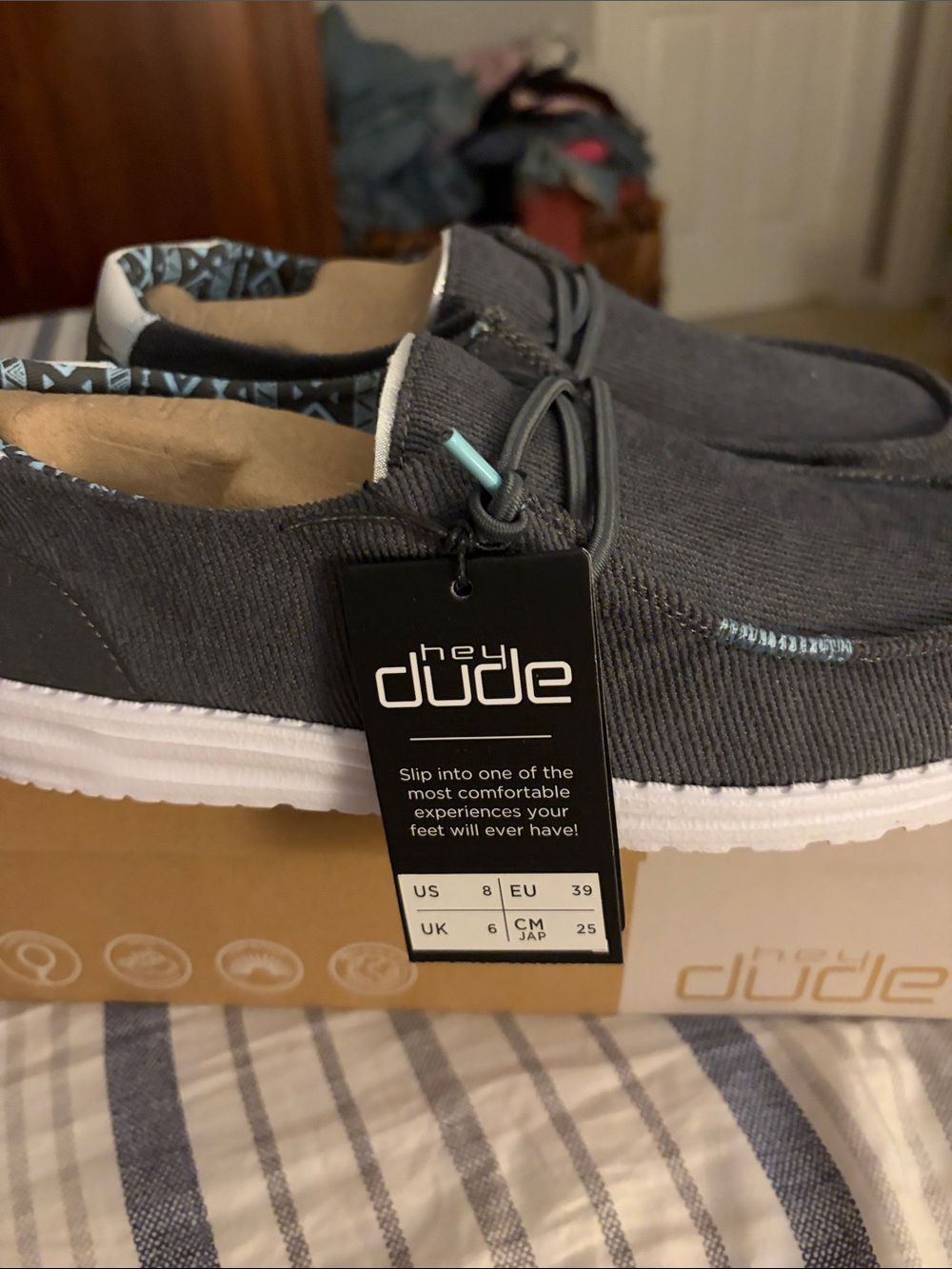 Hey Dude Black Canvas Slip-Ons with Mint Accents - Picture 4 of 6